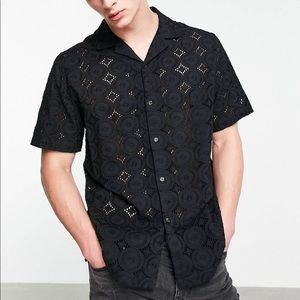 ASOS Relaxed Eyelet Revere Shirt